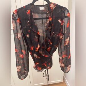 Aritzia - Wilfred floral sheer blouse